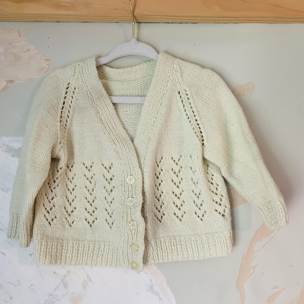Handmade vintage 2T yellow cardigan